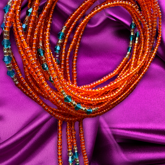 Mini Orange & Green Waist Beads